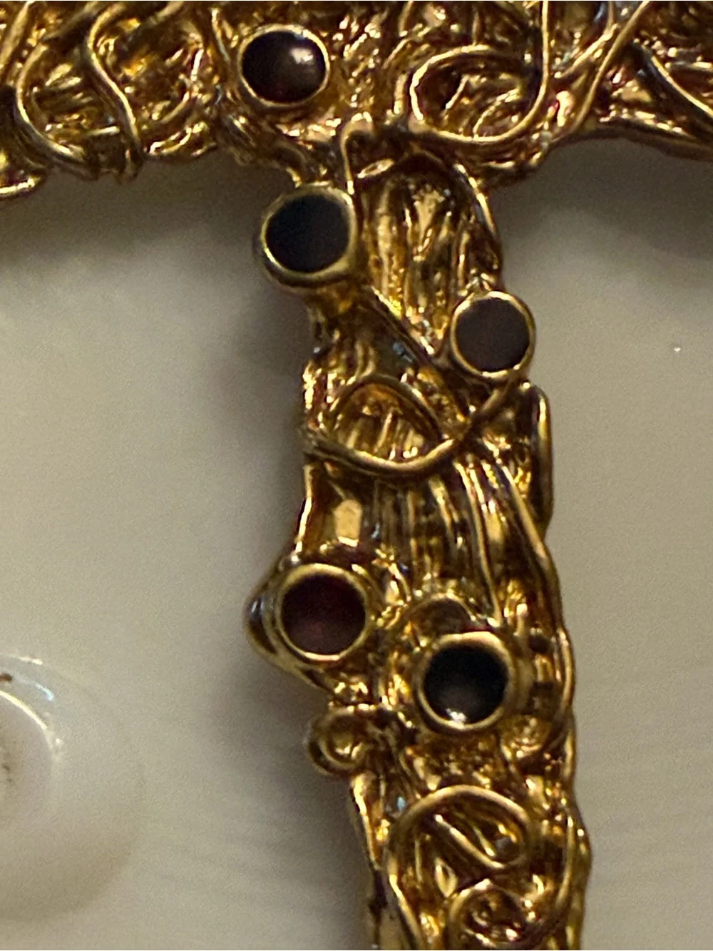 Vintage large pectoral gold tone cross pendant